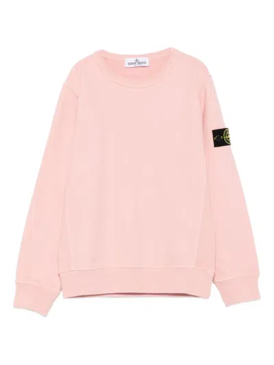 Stone Island Logo-patch Crew Neck Sweatshirt In Pink