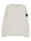 Stone Island Crew Neck Sweater With Distinct Logo Patch In White