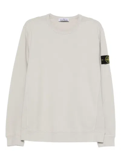 Stone Island Logo-patch Crew-neck Sweatshirt In Gray