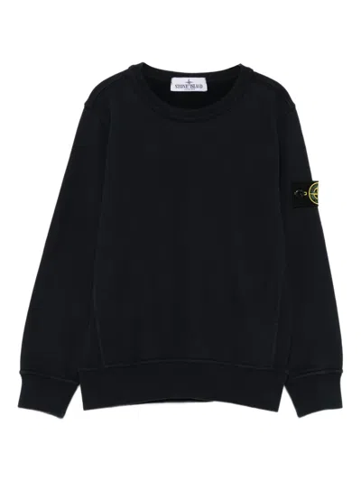 Stone Island Kids' Logo-patch Crew-neck Sweatshirt In Black