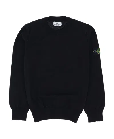 Stone Island Logo-patch Crew Neck Sweatshirt In Black