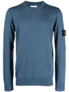 Stone Island Logo-patch Crew Neck Sweatshirt In Blau