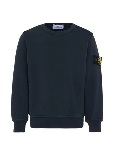 Stone Island Kids' Logo-patch Crew Neck Sweatshirt In Blue