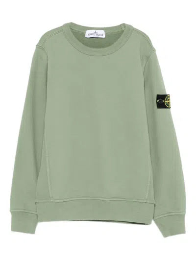 Stone Island Kids' Logo-patch Crew-neck Sweatshirt In Green