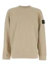 Stone Island Crew Neck Long Sleeve Sweatshirt With Ribbed Cuffs And Hem In Neutral