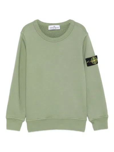 Stone Island Logo-patch Crew-neck Sweatshirt In Green