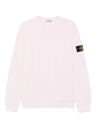 Stone Island Logo-patch Crew-neck Sweatshirt In Pink