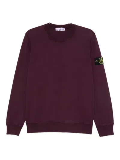 Stone Island Logo-patch Crew Neck Sweatshirt In Burgundy