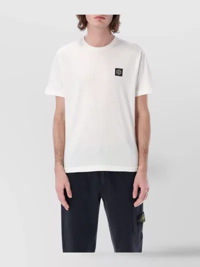 Stone Island Logo Patch Crew Neck T-shirt In Soft Fabric In White