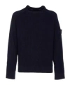 Stone Island Logo Patch Crewneck Jumper In Blue