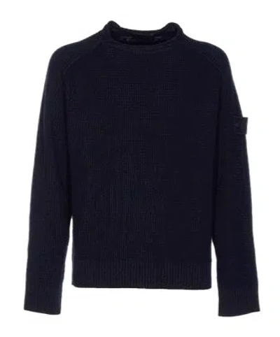 Stone Island Logo Patch Crewneck Jumper In Blue