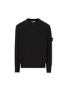 Stone Island Ribbed Crew Neck Cotton Sweater With Long Sleeves In V0029 Black
