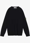 Stone Island Logo Patch Crewneck Sweater In Black