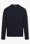 Stone Island Long Sleeve Ribbed Cuff Crew Neck Sweater In Blue