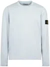 Stone Island Logo Patch Crewneck Sweatshirt In Hellblau