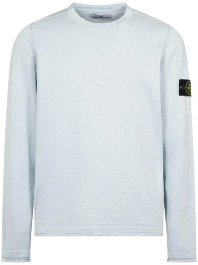 Stone Island Logo Patch Crewneck Sweatshirt In Hellblau