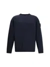 Stone Island Crew Neck Sweatshirt In Organic Brushed Cotton In Blue