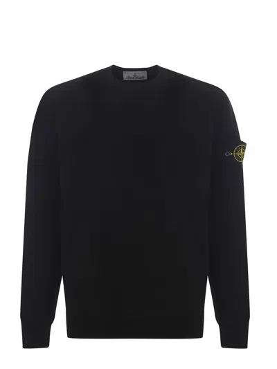 Stone Island Logo Patch Crewneck Sweatshirt In Black
