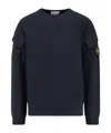 Stone Island Crew Neck Sweatshirt In Organic Brushed Cotton In Blue