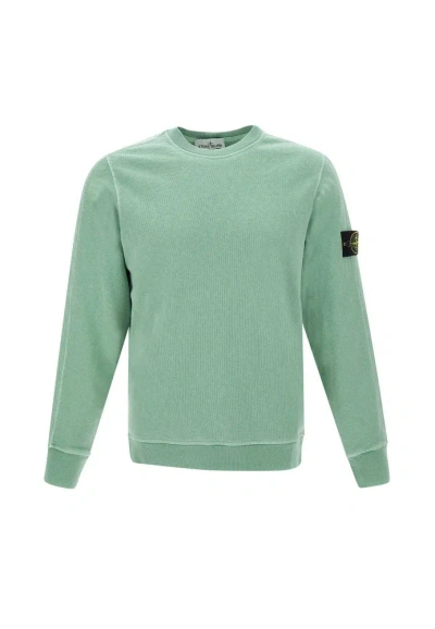 Stone Island Logo Patch Crewneck Sweatshirt In Green