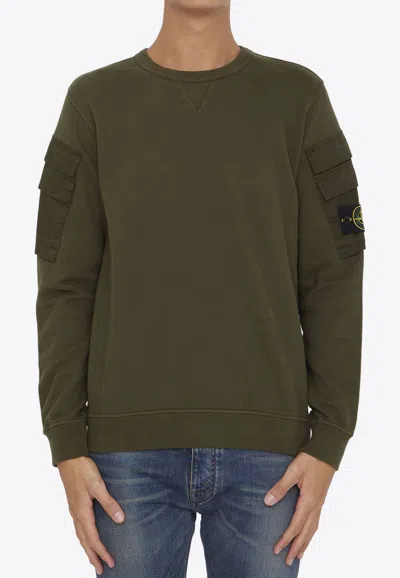 STONE ISLAND LOGO-PATCH CREWNECK SWEATSHIRT