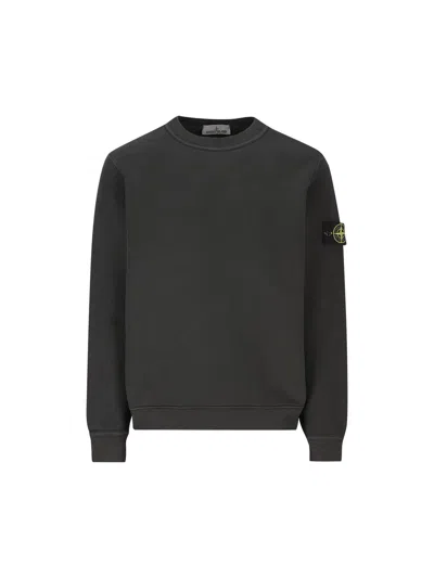 Stone Island Logo Patch Crewneck Sweatshirt In Grey