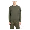 Stone Island Green Crewneck Sweatshirt With Logo Patch On The Sleeve In Cotton Man