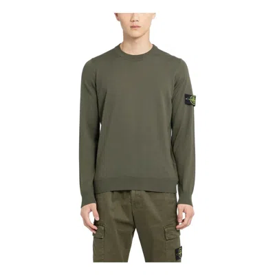 Stone Island Logo Patch Crewneck Sweatshirt 'olive Green'