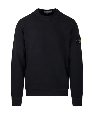 Stone Island Logo Patch Crewneck Sweatshirt In Black