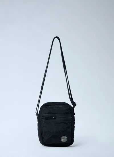 Stone Island Logo Patch Crossbody Bag In Black