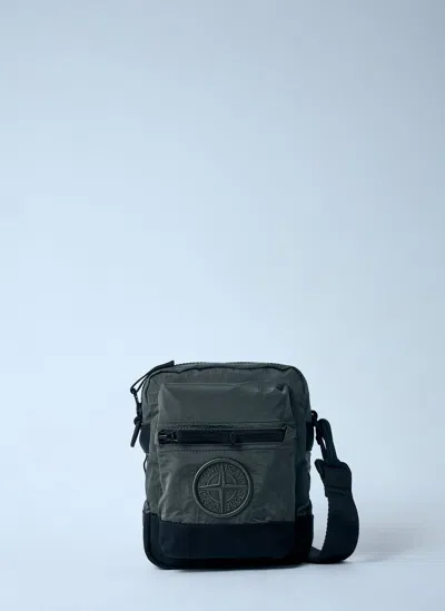 Stone Island Logo Patch Crossbody Bag In Green