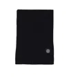 Stone Island Logo-patch Detail Knit Scarf In Black