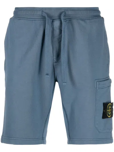Stone Island Logo-patch Detail Shorts In Blue
