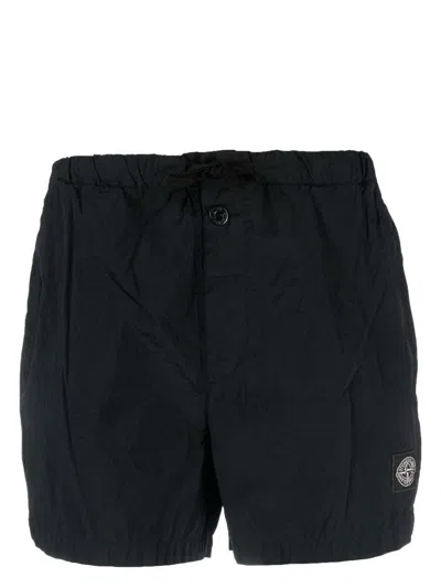 Stone Island Logo-patch Detail Swim Shorts In Blue