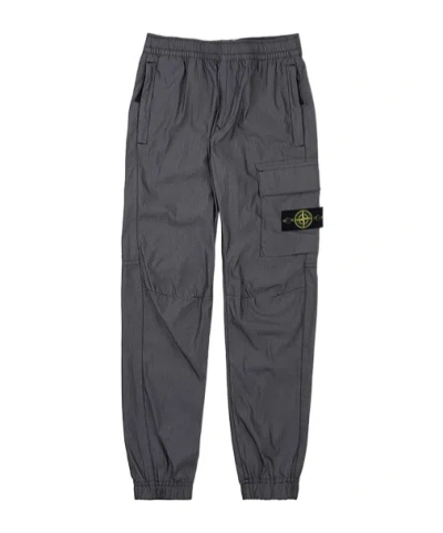 Stone Island Logo Patch-detail Trousers In Charcoal-grey