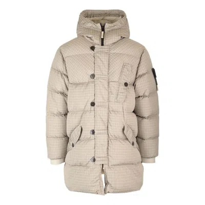 Stone Island Logo-patch Down Jacket 'beige' In Gray