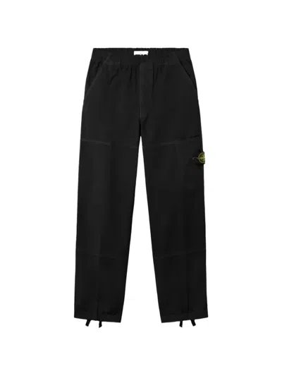 Stone Island Logo-patch Drawstring Cargo Pants In Black
