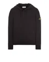 Stone Island Garment Dyed Cotton Fleece Polo Sweatshirt In Black