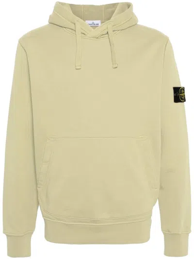 Stone Island Logo Patch Drawstring Hoodie In Giallo
