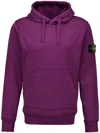 Stone Island Logo Patch Drawstring Hoodie In Violett