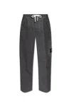 Stone Island Logo Patch Drawstring Pants In Grey