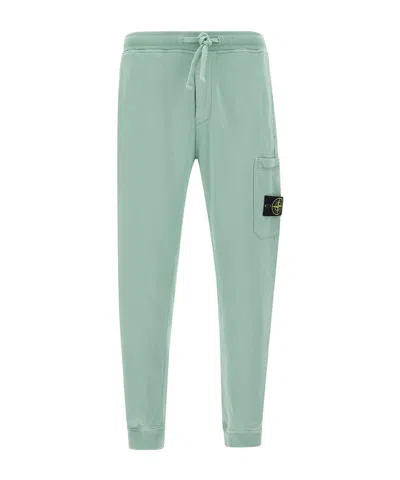 Stone Island Logo Patch Drawstring Sweatpants In Green
