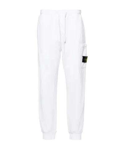 Stone Island Logo Patch Drawstring Sweatpants In White