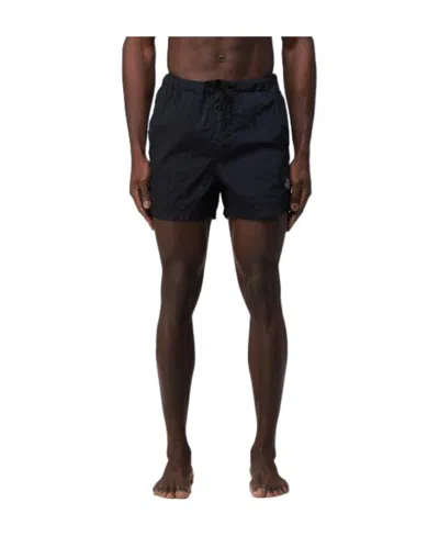 Stone Island Logo Patch Drawstring Swim Shorts In Blue
