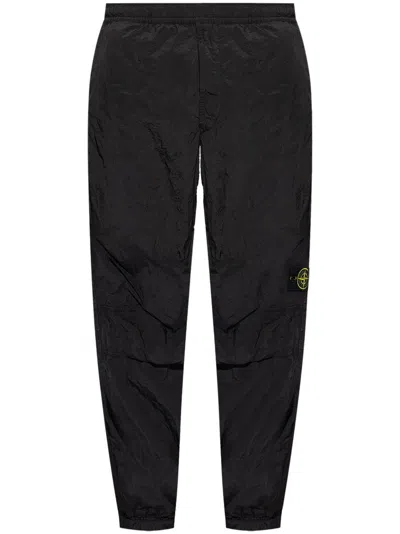 Stone Island Logo-patch Elasticated-waist Track Pants In Black