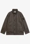 Stone Island Field Jacket With Pigmented Wax Coating In Brown