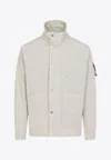 Stone Island Logo Patch High-neck Jacket In Beige