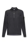 Stone Island Logo Patch High Neck Knitted Jumper In Melange Charcoal