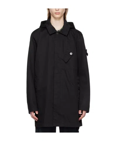 Stone Island Black Patch Coat In V0029 - Black