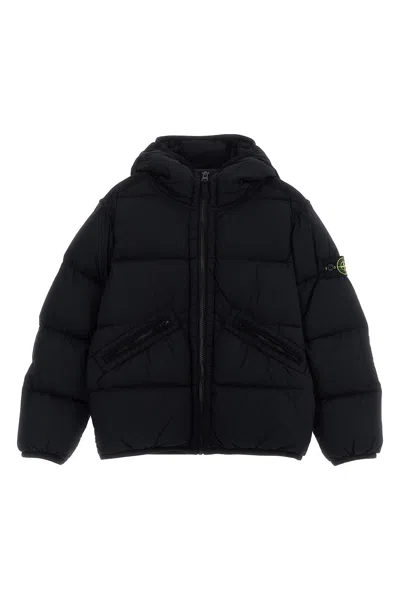 STONE ISLAND LOGO PATCH HOODED DOWN JACKET